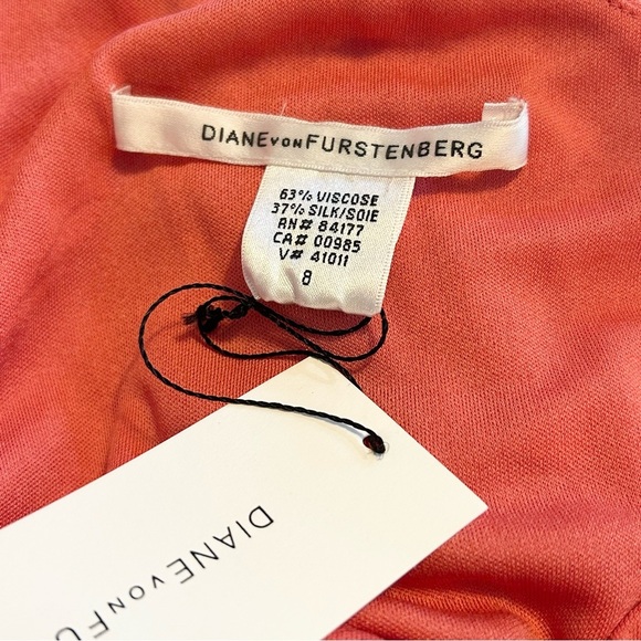 Diane von Furstenberg Epana Rose/Coral Silk Blend Faux Wrap Dress 8 NWT $325 - Picture 7 of 9